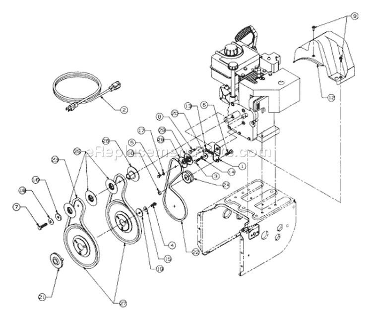 Page B Diagram and Parts List for 317E733E401 1997 Yard Man Snow Blower